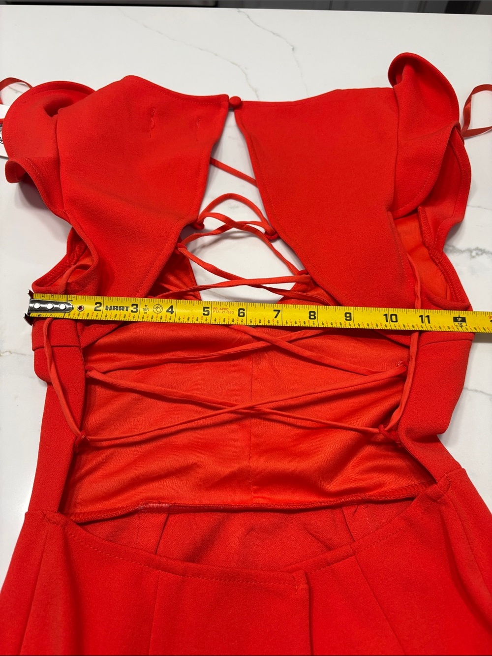 Hello Molly Red Lace-Up Backless Ruffle Hem Mini Dress - Picture 7 of 11